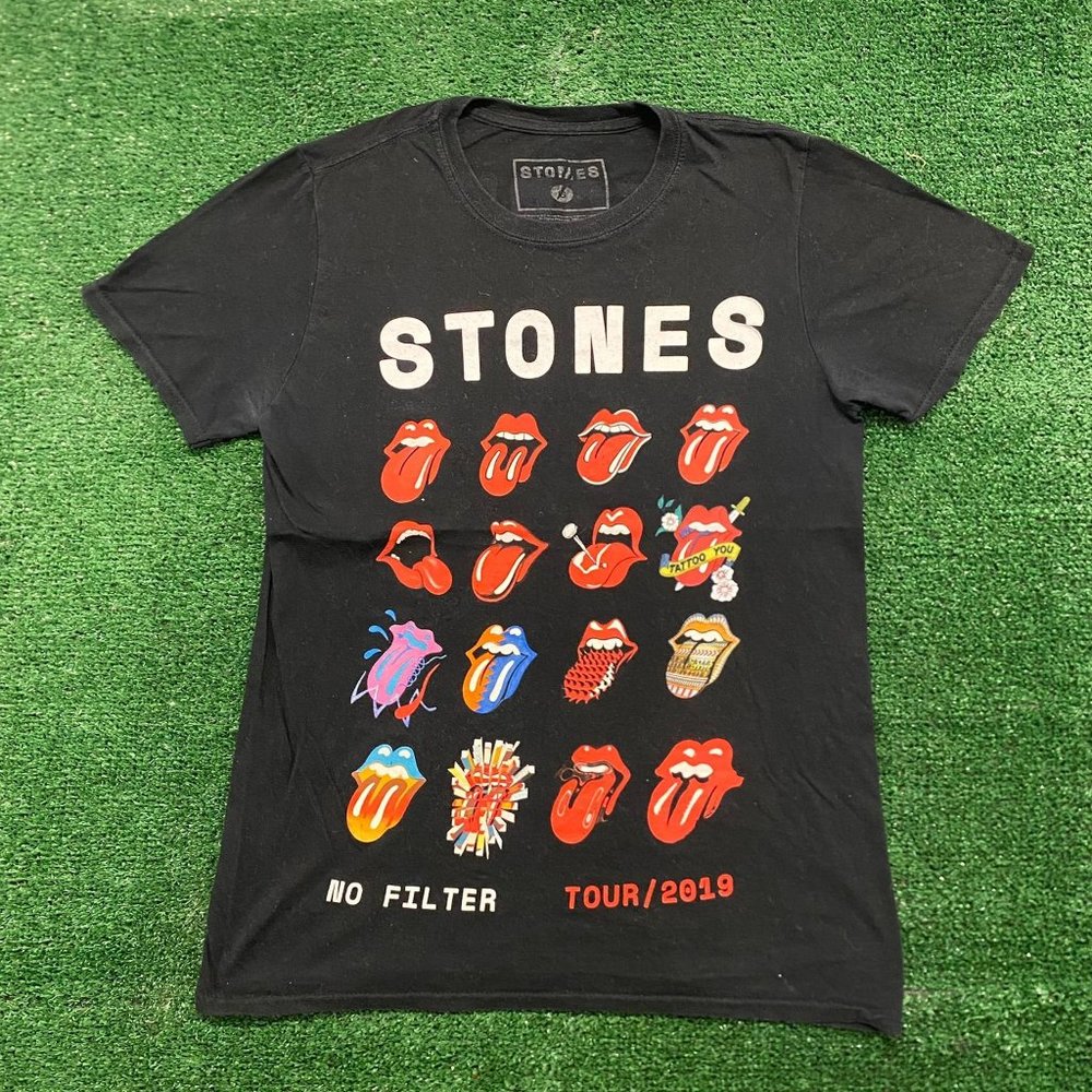 Rolling Stones No Filter Lips Vintage Rock Band T-Shirt